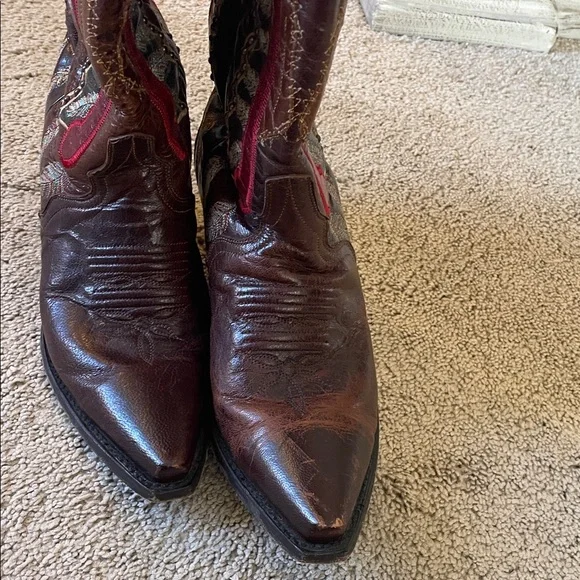 Dan Post Brown and Red Heeled Boots - Picture 7 of 7